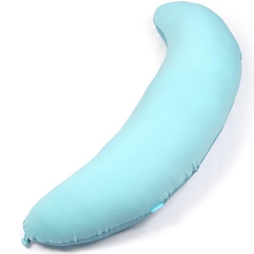 BYRIVER 39" Mint Green Blue C J Shaped Body Pillow for Side Sleeping Adults Men Women, Anxiety Relief Hug Pillow, Small Pregnancy Pillow Legs Knees Support, Gifts for New Moms (L) - color: Mint Blue Green, size: Large 39"(99CM)