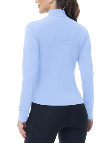BGOWATU Women's Workout Athletic Jacket Zip Up Running Jackets Thumb Hole - color: Blue Violet, size: X-Small