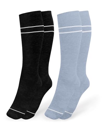 Kindred Bravely Maternity Compression Socks for Pregnancy Knee High, 2 Pack - color: 2pack-stone Blue & Black, size: Large (calf size 16-19in)