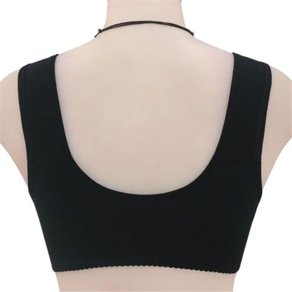 Daisy Bras for Older Women No Underwire Front Closure Comfort Senior Wireless Snap Closing Bra - color: Black