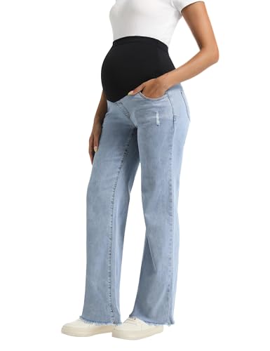 Foucome Women's Maternity Jeans Straight Leg - color: Light Blue, size: XX-Large