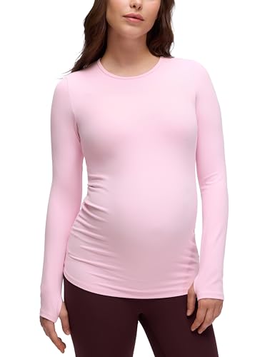 CRZ YOGA Maternity Crewneck Top - color: Pink Peony, size: Medium