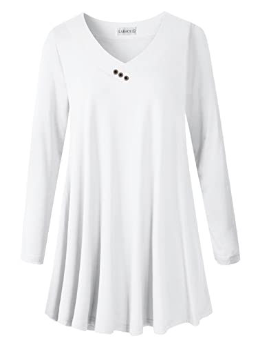 LARACE Women Plus Size Tunic Tops Long Sleeve Shirts for Leggings - color: White, size: 2X