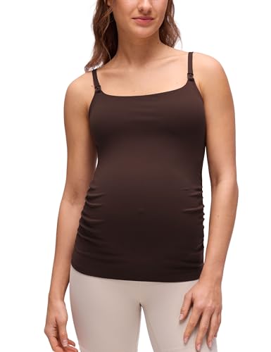CRZ YOGA Maternity Nursing Tank Tops - color: Hot Fudge Brown, size: X-Large