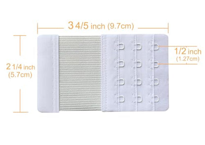 Women Pack of 3 Soft Comfortable 4 Hooks Bra Extender - color: White, 1/2 Inch Spacing