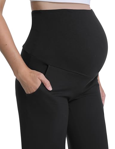 3 Pack Women's Maternity Pants Wide Leg - color: 3 Pack Black/Black/Black, size: X-Large