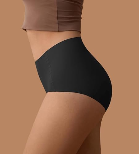 SHARICCA Seamless High Waisted Briefs Underwear Womens No Show Panties Pack - color: All Black, size: 4X-Large