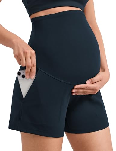 CRZ YOGA Maternity Linerless Casual Shorts 4" - color: True Navy, size: Small
