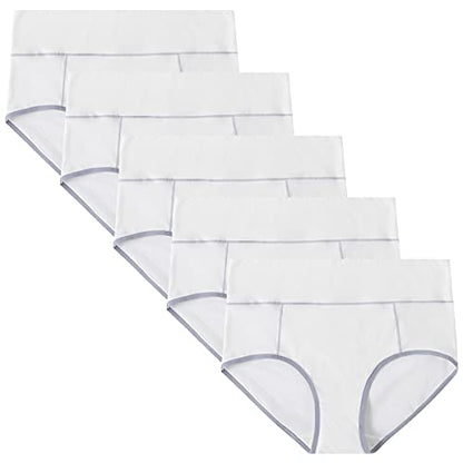 POKARLA Womens Cotton Underwear High Waist Full Coverage Briefs Soft Breathable Postpartum Panties Stretch Underpants - color: White-5pack, size: 5X-Large