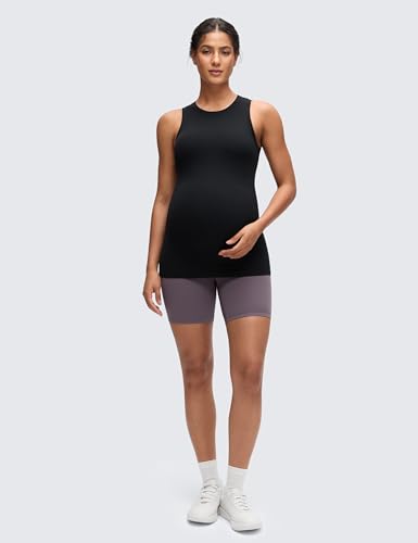CRZ YOGA Maternity High Neck Tank Tops - color: Black, size: Small