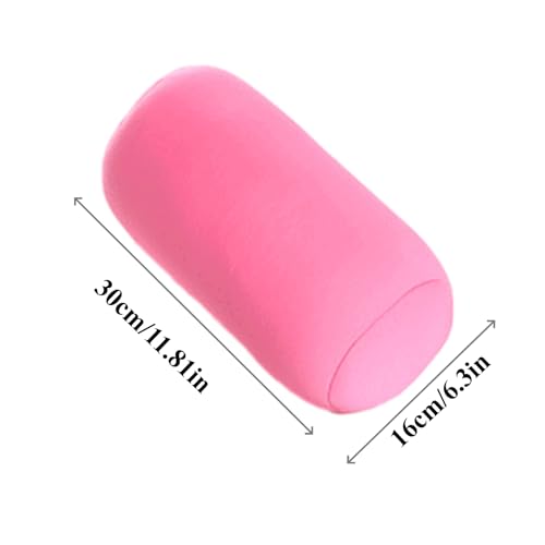 Microbead Bolster Pillow, 2 Pack Cylindrical Neck Roll Pillow, Soft Squishy Tube Cushion for Neck, Back, Lumbar Support, Office Napping, Travel, Home, Pink & Purple