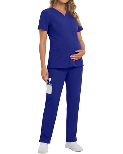 Women's Maternity Scrub Set - color: Royal Blue, size: X-Large