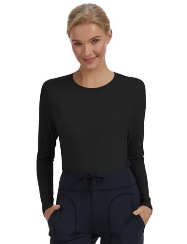 Women's Underscrub Long Sleeve Undershirt Stretch Sun Protection for Nurses - color: Black, size: Medium