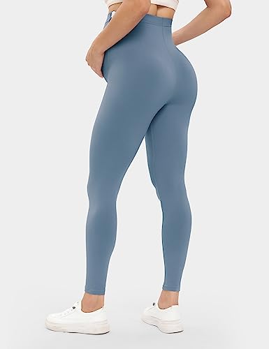 Buttergene 3 Pack Maternity Leggings with Elastic Band - color: 3pack Black/Dark Grey/Dusty Blue, size: Large