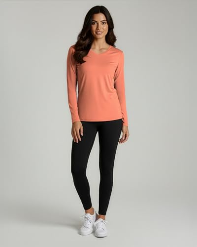 Real Essentials 4 Pack: Women's Long Sleeve Dry Fit V-Neck T-Shirt - Active Athletic Workout Gym Top (Plus Available) - color: Set 5, size: X-Large