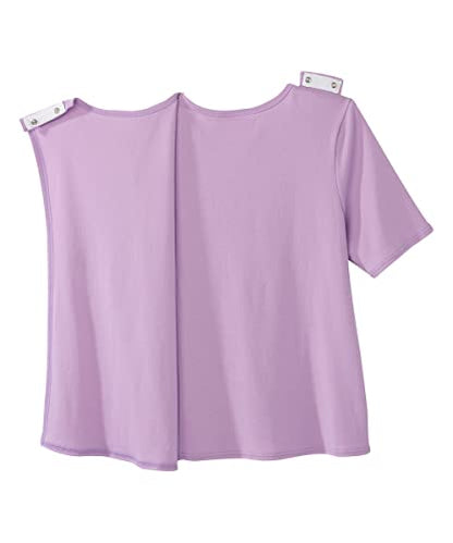 Silverts Women's Adaptive Open Back Top, Long Sleeve Dressing Shirt - color: Lavender Haze, size: Medium