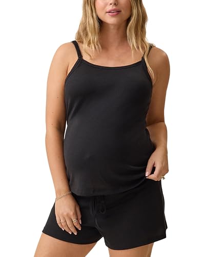 Kindred Bravely Essentials Maternity Nursing Cami, Shorts Breastfeeding Set - color: Black, size: Medium