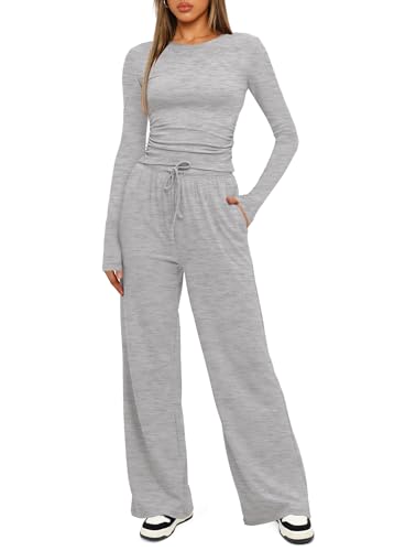 Darong Women's 2 Piece Matching Lounge Sets 2026 Fall Casual Outfits - color: Athletic Grey, size: Medium