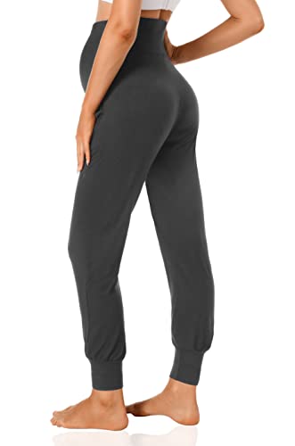 V VOCNI Women's Maternity Joggers Pants Pregnancy Sweatpants - color: A-black/Dark Grey, size: Small