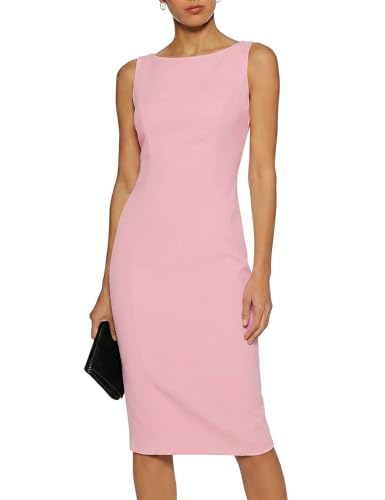 Belle Poque Womens Work Dress Sleeveless Sheath Dresses - color: Pink, size: Small
