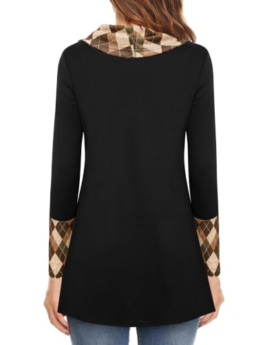 Furnex Women's Long Sleeve Cowl Neck Tunic Top Casual Pullover Sweatshirt - color: Diamond, size: X-Large