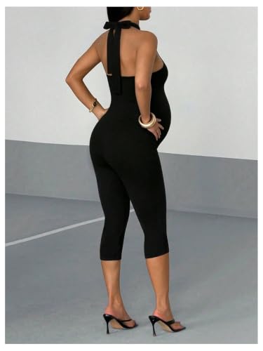 MakeMeChic Women's Maternity Jumpsuit Workout Romper Bodysuit - size: Large