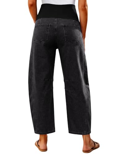 Yoklass Maternity Denim Pregnancy Cropped Pants for Pregnant Women - color: Charcoalgrey, size: 3X-Large