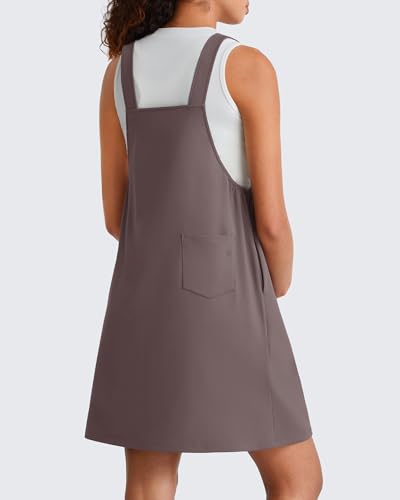G4Free EverGoing Maternity Overall Dress Adjustable Straps Pregnancy Jumpsuits Dresses with Pockets Casual Work - color: Taupe, size: Large