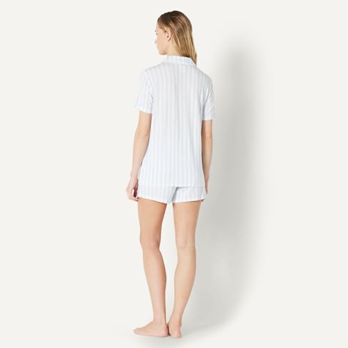 Amazon Essentials x Sofia Grainge Mommy and Me Short Sleeve Pajama Set - color: Pale Blue Bold Stripe, size: X-Small
