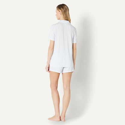 Amazon Essentials x Sofia Grainge Mommy and Me Short Sleeve Pajama Set - color: Pale Blue Bold Stripe, size: X-Small