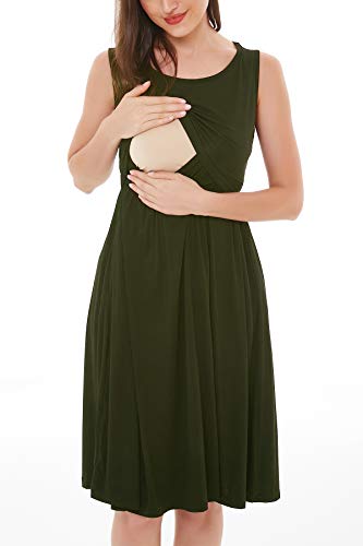 Smallshow Women's Sleeveless Nursing Dresses - color: Army Green, size: X-Large