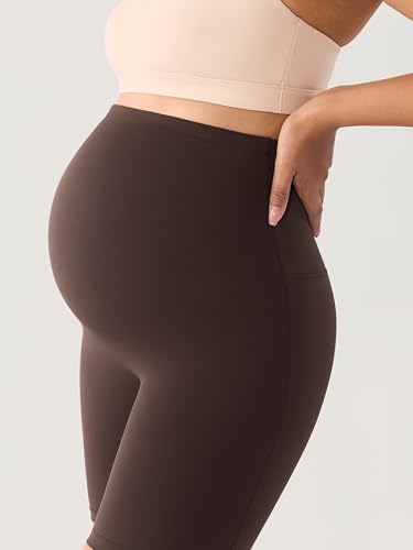 MOMANDA Seamless Maternity Biker Shorts 6" - color: Clay Brown, size: X-Small