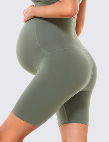 BAYDI Clouduxi Maternity Biker Shorts Over the Belly 6" - color: Grey Olive, size: Medium