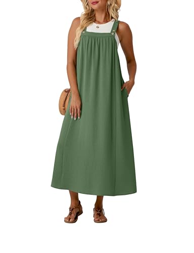 Lepunuo Overall Dress for Women Summer Adjustable Casual Cover Up - color: A - Army Green, size: Medium