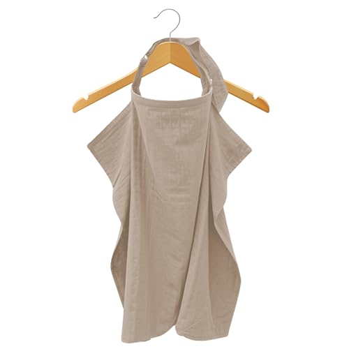 MOZAH 100% Organic Cotton Muslin Nursing Cover for Baby Breastfeeding, Breathable 100% Cotton Breastfeeding Cover with Rigid Hoop for Mother Nursing Apron, Multi-use Carseat Canopy (Oatmeal Beige) - color: Oatmeal Beige