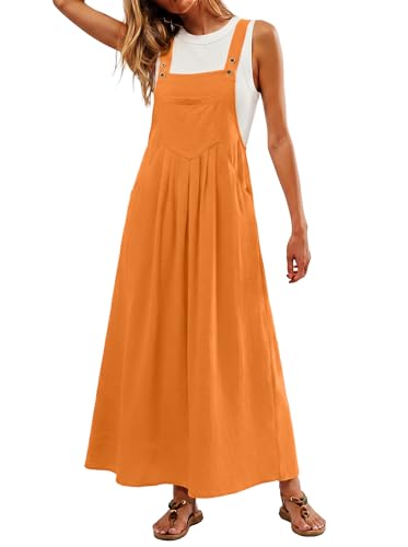 Lepunuo Summer Dresses Women Bib Overall Dresses Adjustable Beach - color: A - Bright Orange, size: X-Large