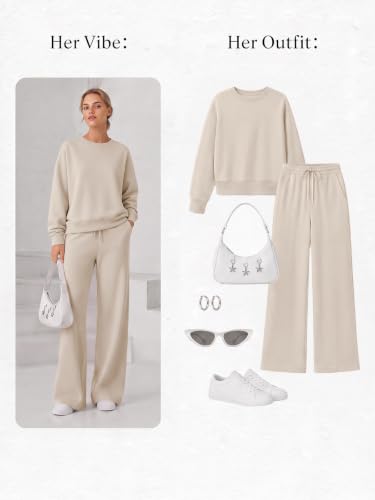 EFAN Womens Sweat Sets 2 Piece Sweatsuits Modal Blend Matching Loungewear - color: Lightkhaki, size: Small