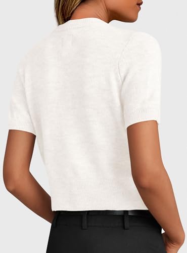PRETTYGARDEN Womens Summer Cardigan Short Sleeve Sweater - color: White, size: Small