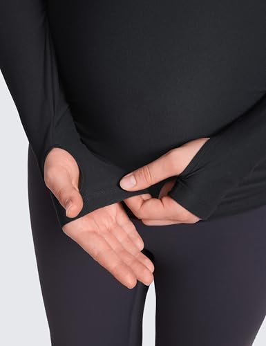 CRZ YOGA Maternity Side Ruched Tops - color: Black, size: X-Large