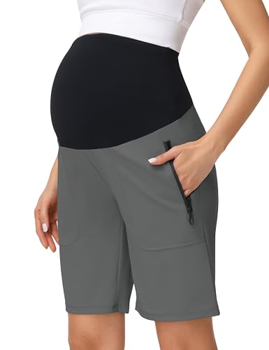 Women's Maternity Bermuda Cargo Shorts - color: Grey, size: Small