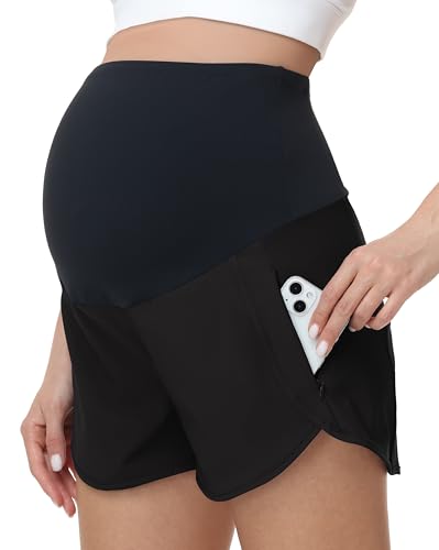 Women's Maternity Athletic Shorts - color: Black, size: X-Large