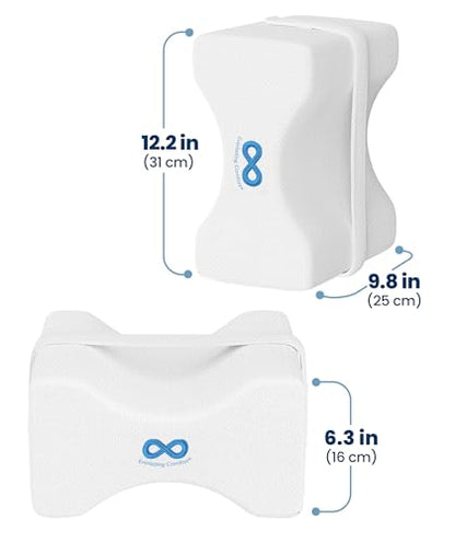Everlasting Comfort Memory Foam Knee Pillow for Side Sleepers – Sciatica Pain Relief Pillow, Removable Strap Support – Leg Pillows for Sleeping Alignment, Knees, Back & Hip Cushion - size: Large
