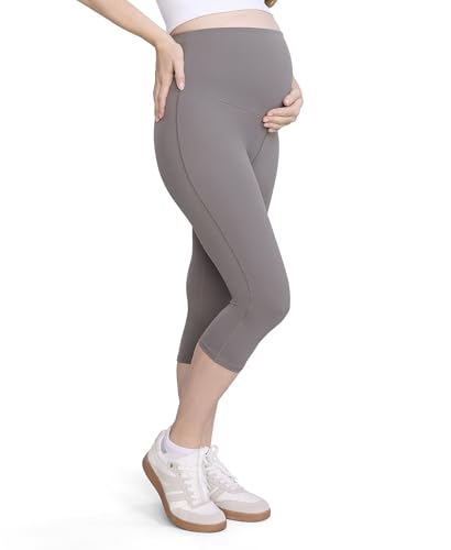 Motherhood Maternity Women's Over The Belly Active Capri Pregnancy Legging - color: Charcoal, size: Small
