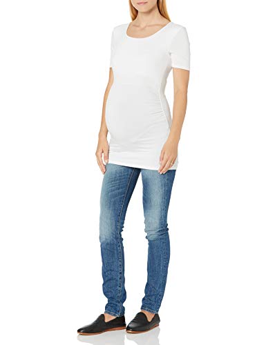 Amazon Essentials Women's Maternity Short-Sleeve Rouched Scoopneck T-Shirt, Pack of 2 - color: White/White, size: X-Small