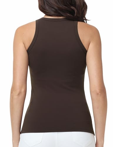 V VOCNI Racerback Nursing Tank Tops Sleeveless Breastfeeding Shirt - color: Coffee, size: Medium