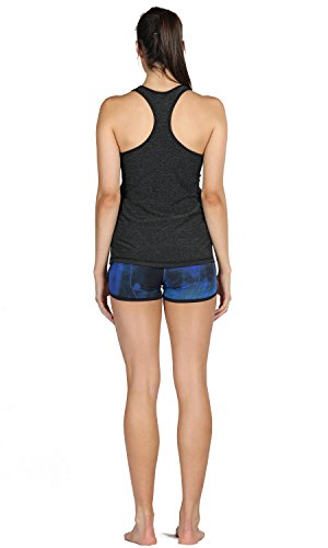 icyzone 3 Pack Women's Racerback Workout Tank Tops - color: Black/Granite/Green, size: Medium