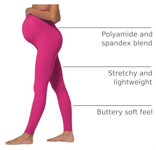 Sunzel Maternity Leggings, Over Belly Pregnancy Yoga Pants, Buttery Soft - color: 28" Hot Pink, size: Medium