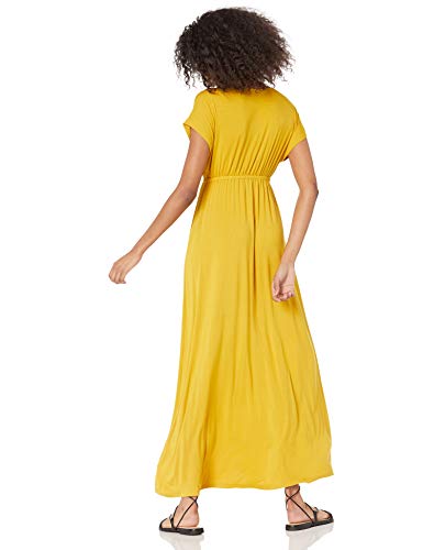 Amazon Essentials Women's V Neck Short Sleeve Empire Waist Maxi Dress (Available in Plus Size) - color: Dark Yellow, size: Large