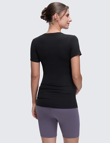 CRZ YOGA Maternity Crewneck T-Shirt - color: Black, size: Medium