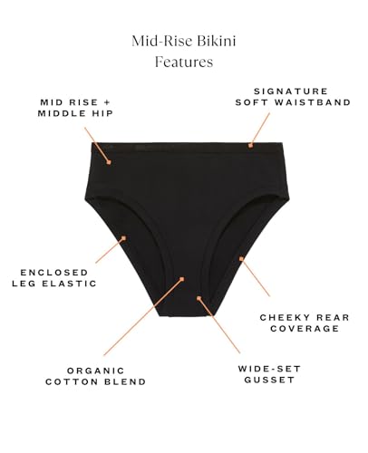 Subset Women's Organic Cotton Mid-Rise Bikini, Knickey Underwear, Single - color: Carbon, size: X-Small